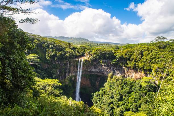 istock Beautiful scenery of Chamarel Waterfall in Mauritius under a cloudy sky 1438906736