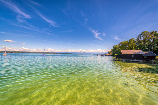 View over bavarian lake Starnberger See - lake Starnberg, Germany