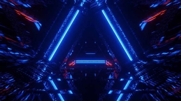 istock Futuristic background with colorful glowing abstract neon lights 1438910698
