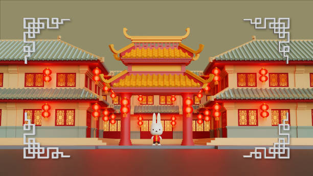 istock Chinese New Year Of Rabbit Copy Space 01 1438911935