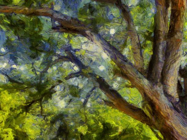 istock Trunks and branches of a big tree Illustrations creates an impressionist style of painting. 1438911970
