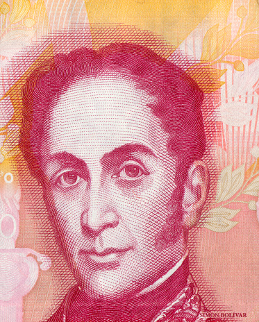 Simon Bolivar Portrait Pattern Design on Venezuelan Bolivar Currency