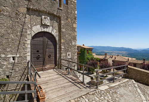 Collalto Sabino , Lazio Italy - June 19, 2022 Private medieval castle in the province of Rieti