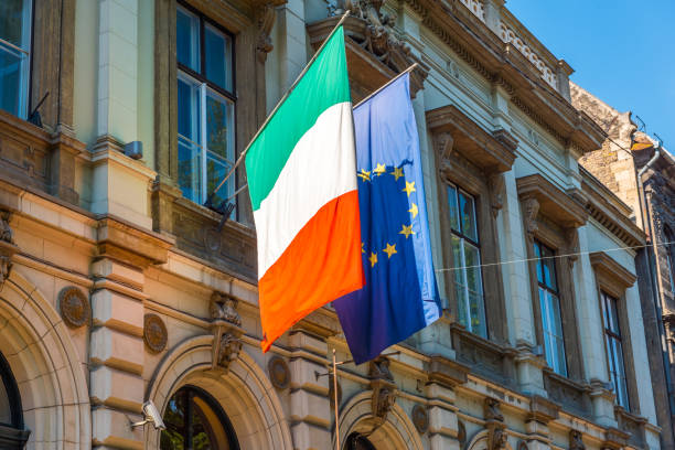 istock Hungary Flag with European Union Flag. 1438923210
