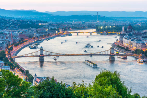 istock Panoramic sunset view of Budapest. 1438923348