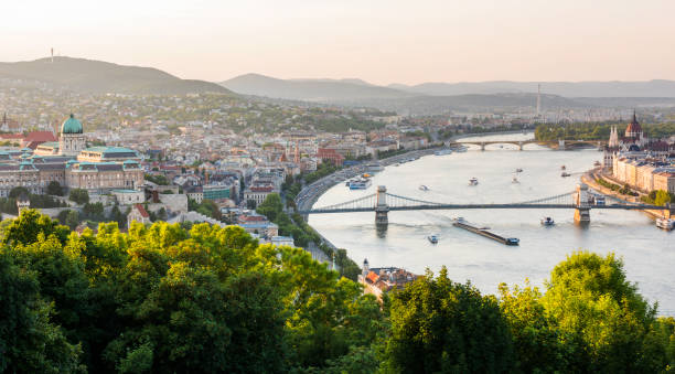 istock Panoramic sunset view of Budapest. 1438923350