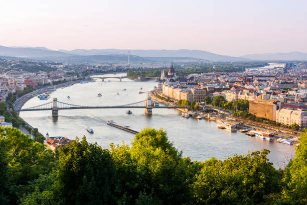 istock Panoramic sunset view of Budapest. 1438923371