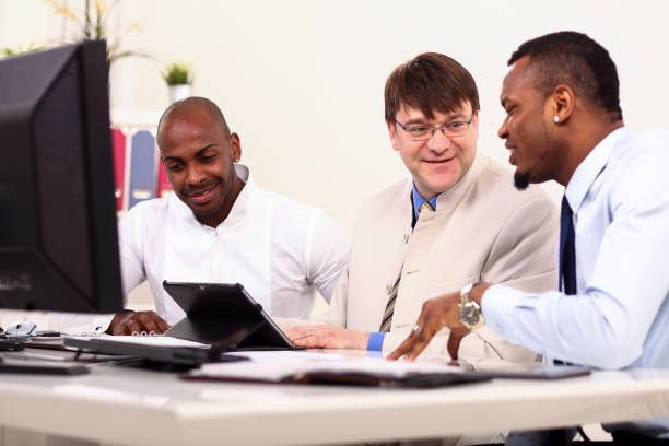 Middle management man working in an office