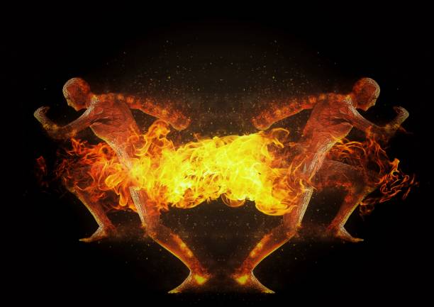 istock 3d illustration of people competing in fire 1438929493