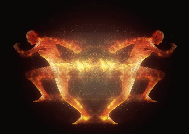 istock 3d illustration of people competing in fire 1438929494