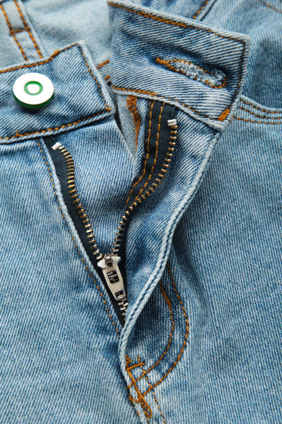 istock Close up zipper of blue jeans. Macro 1438930041