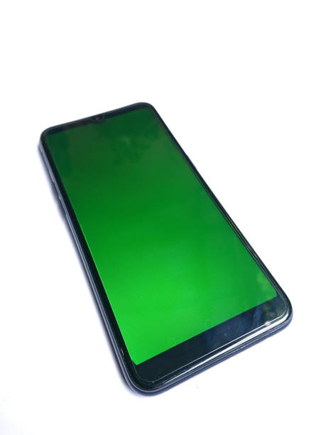 istock black smartphone green screen at white background for element design, template or mockup 1438931638