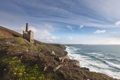 A scenery of Tin Mine Ruins in Cornwall the UK - the location used in BBC TV Poldark program
