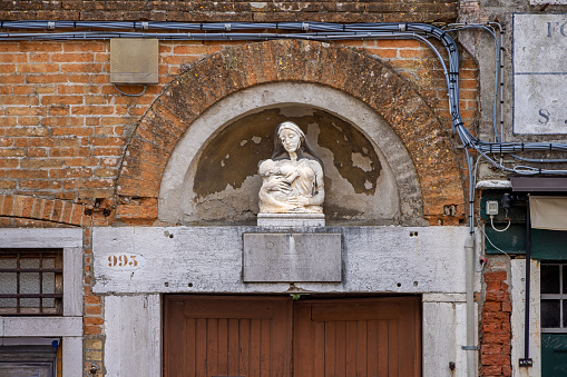 The Campanile and the statue of the lion of Venice