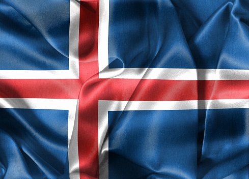 The flag of Iceland with realistic waving fabric effect.