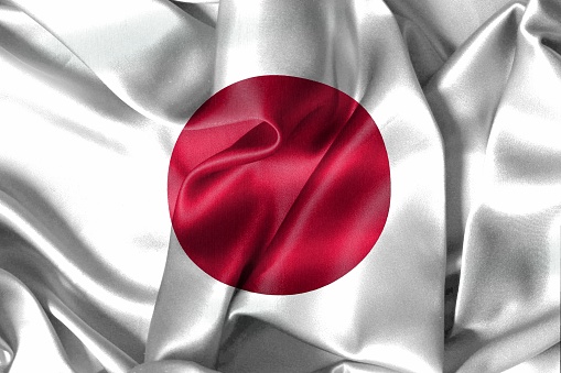 The flag of Japan with realistic waving fabric effect.