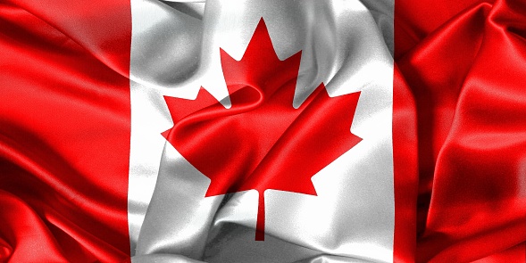 The flag of Canada with realistic waving fabric effect.
