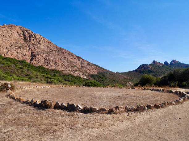 Old threshing circle below Capo Rosso. Corsica, France.