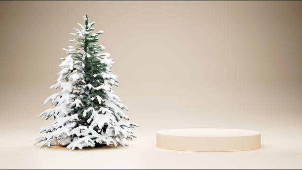 istock Wallpaper for Christmas product placement. 3D Scene. 1438947205