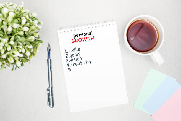 istock Personal growth in new year. Professional development goals list in a note. 1438948622