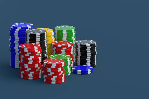 istock Stacks of playing chips on casino table. Luxury games. Copy space. 3d render 1438950199