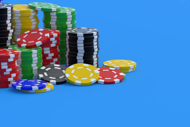 istock Stacks of casino chips. Copy space. 3d render 1438950214