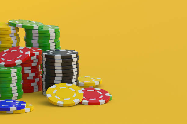 istock Stacks of casino chips. Copy space. 3d render 1438950219