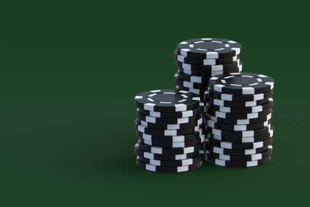 istock Stacks of playing chips on casino table. Copy space. 3d render 1438950258