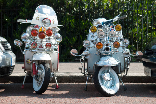 London, United Kingdom – June 02, 2007: Mods gather in Regent’s Park to compare scooters and set off for a nostalgic road trip to Brighton.