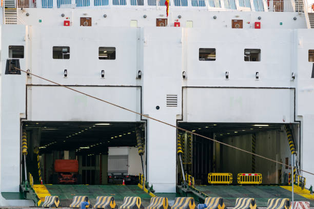 istock Rear view of a ferry boat moored at harbor 1438951835