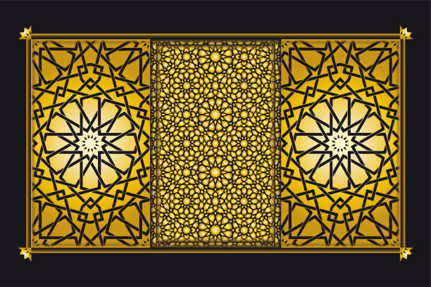 istock Arabesque golden pattern background collection, Gold Luxury background islamic ornament 1438954493
