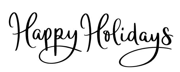 happy holidays черный баннер каллиграфии кисти - happy holidays stock illustrations