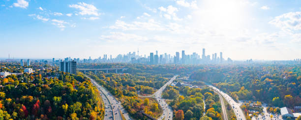 istock Aerial Bayview Ave. and Rosedale in Autumn, Toronto, Canada 1438960010