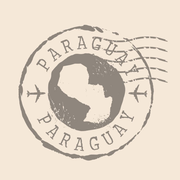 ilustraciones, imágenes clip art, dibujos animados e iconos de stock de sello postal de paraguay. mapa silueta de goma sello.  diseño retro travel. sello del mapa paraguay grunge para su diseño.  eps10 - rubber stamp mail passport travel