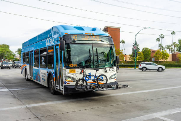 Orange County Transit Authority bus in Anaheim stock photo