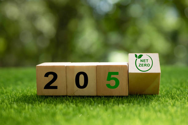 istock Net zero by 2050. Carbon neutral.Carbon neutral.  Net zero greenhouse gas emissions target. Climate neutral long term strategy. No toxic gases. 1438969073