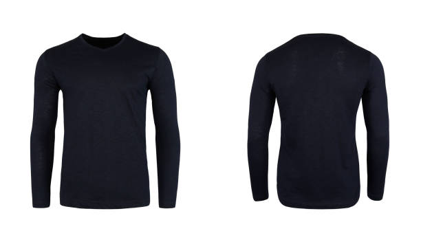 istock Men's v neck full sleeves t-shirt 1438977985