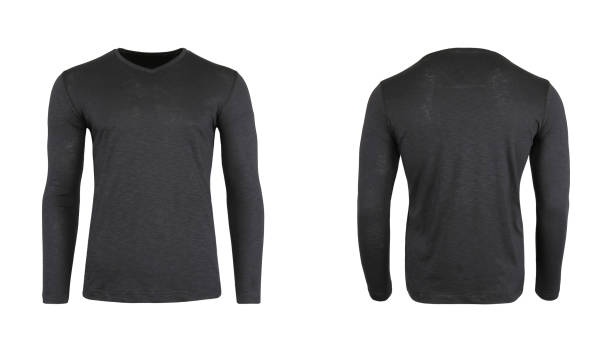 istock Men's v neck full sleeves t-shirt 1438978009