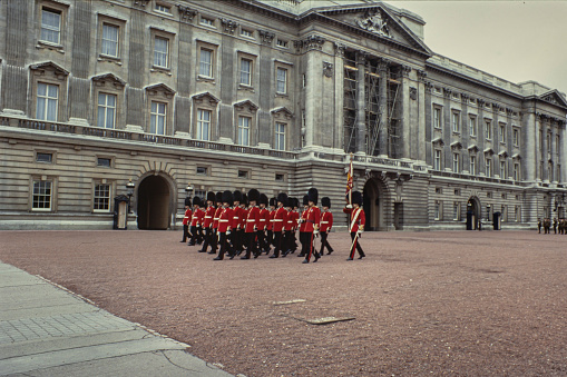 London, United Kingdom may 1979: Change of guard scene in London in 70s