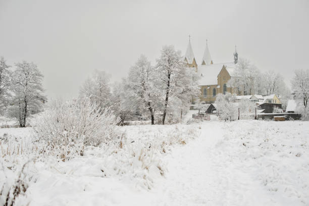 istock Winter landscape in the village 1438979736