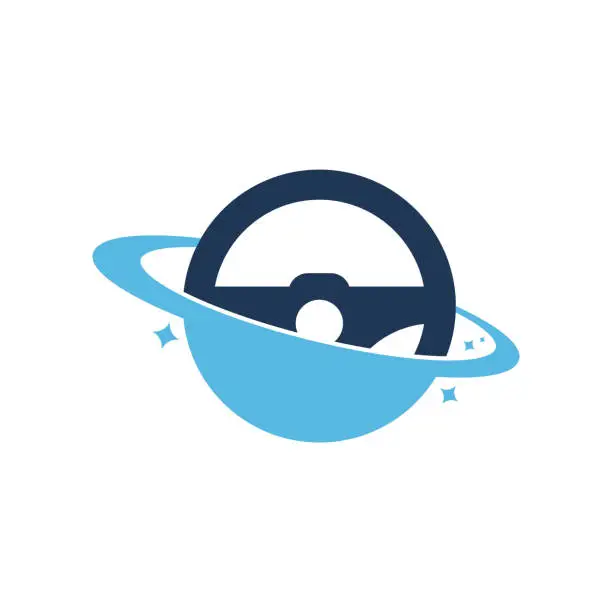 Vector illustration of Drive planet vector logo design.