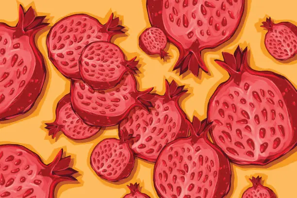 Vector illustration of Pomegranate pattern