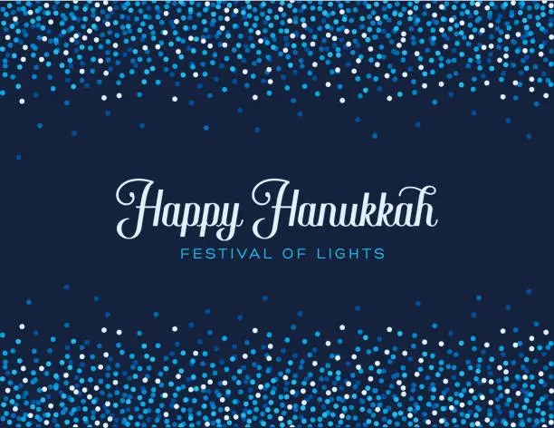 Vector illustration of Happy Hanukkah greeting card - Dark Background