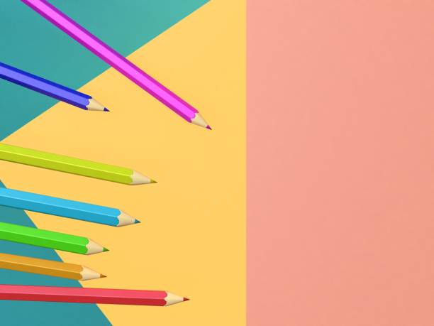 istock 3d rendering five pencils on a colored background, back to school time 1438985668