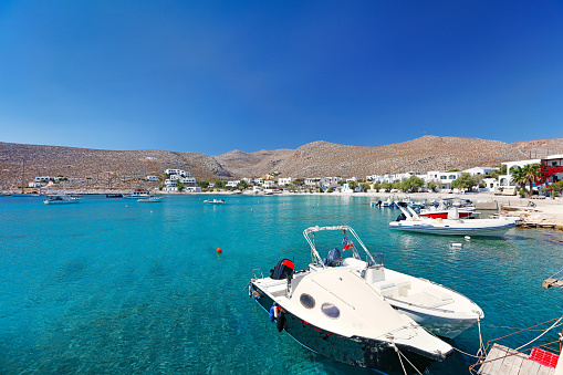 Karavostasis port and Chochlidia beach in Folegandros island, Greece