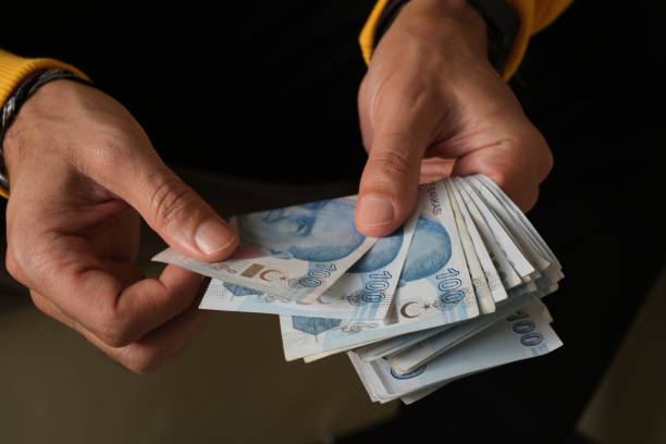 istock Close-up of Turkish money counting work 1438988919
