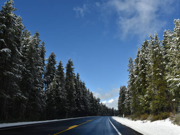 istock Oregon- Large Format Panorama of a Road Trip Through the Snow Covered Cascade Mountains 1438992101
