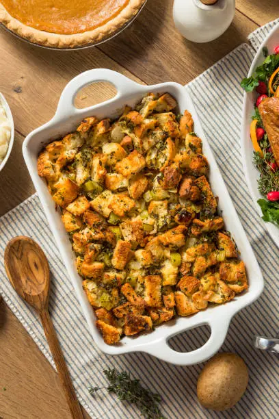 Photo of Homemade Thanksgiving Stuffing Dressing Casserole