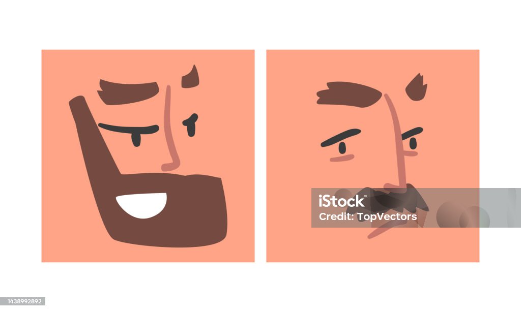 Mouwe Face Expression And Emotion With Eyebrow And Mouth Grimace In Square ...