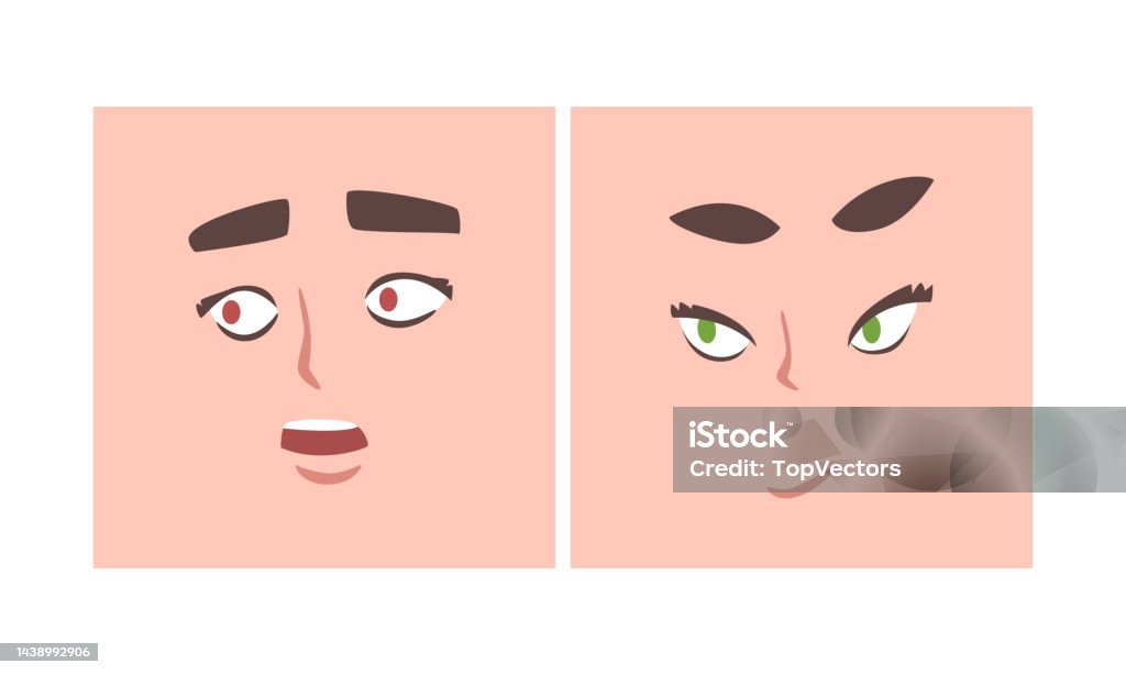 Mouwe Face Expression And Emotion With Eyebrow And Mouth Grimace In Square ...